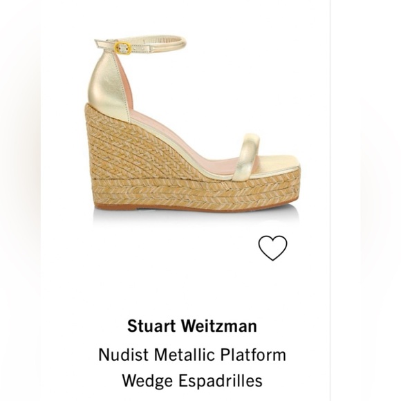 Stuart Weitzman Nudist Metallic Platform Wedge Espadrilles - Size 8C -NEW IN BOX - Picture 3 of 9